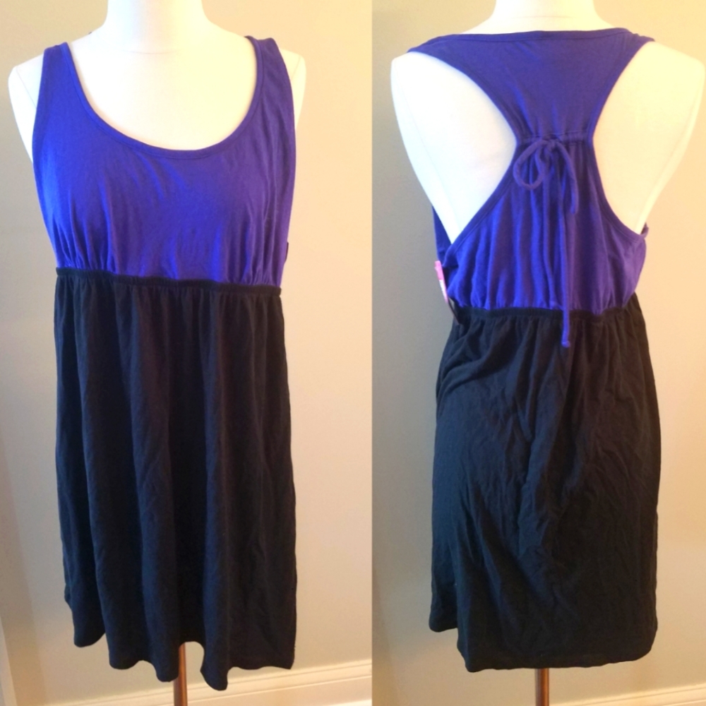 Purple & Black Racerback swim cover up knit dress 1X new